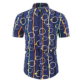 Men's Shirt Graphic Short Sleeve Casual Tops Tropical Blue