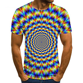 Men's Unisex Tee T shirt 3D Print Optical Illusion Graphic Prints Plus Size Print Short Sleeve Casual Tops Basic Fashion Designer Big and Tall Blue