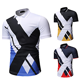 Men's Golf Shirt Other Prints Color Block Short Sleeve Casual Tops Casual White Black Navy Blue / Summer