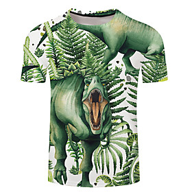 Men's Unisex Tee T shirt 3D Print Graphic Prints Dinosaur Plus Size 3D Print Short Sleeve Casual Tops Basic Designer Big and Tall Blue Army Green Dusty Rose