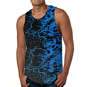 Men's Tank Top Undershirt Shirt 3D Print Graphic Prints Waves Print Sleeveless Daily Tops Casual Designer Big and Tall Round Neck Blue / Summer