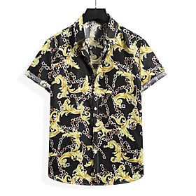 Men's Shirt Other Prints Graphic Short Sleeve Daily Tops Basic Classic Gold
