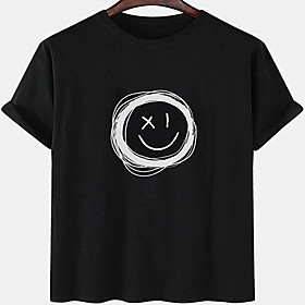 Men's Unisex Tee T shirt Hot Stamping Cartoon Plus Size Print Short Sleeve Casual Tops Cotton Basic Designer Big and Tall White Black