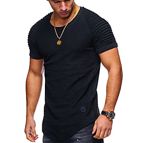 mens T shirt tee basic casual short sleeve t-shirts bodybuilding muscle fitness gym workout tee tops