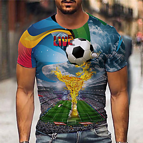 Men's Tee T shirt Shirt 3D Print Graphic Prints Football Soccer Football player Print Short Sleeve Daily Tops Casual Designer Big and Tall Blue / Summer
