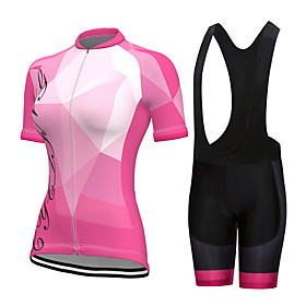 Women's Short Sleeve Cycling Jersey with Shorts Summer Spandex Black Pink Bike Quick Dry Breathable Sports Geometric Mountain Bike MTB Road Bike Cycling Clothi