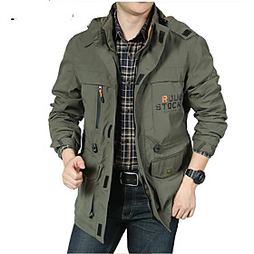 Men's Jacket Letter Drawstring Casual Fall Winter Jackets Regular Coat Work Jacket Blue