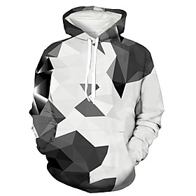 Men's Unisex Pullover Hoodie Sweatshirt Geometric Hooded Daily 3D Print Hoodies Sweatshirts  Long Sleeve Loose White / Plus Size