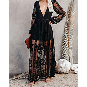 Women's Swing Dress Maxi long Dress Red Wine White Black Long Sleeve Solid Color Spring Summer Casual 2021 S M L XL XXL