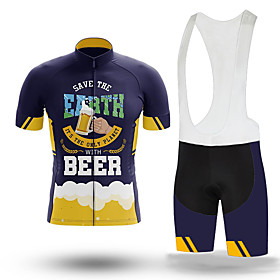 Men's Short Sleeve Cycling Jersey with Bib Shorts Winter Summer Spandex Dark Navy Oktoberfest Beer Bike Quick Dry Breathable Sports Graphic Mountain Bike MTB R