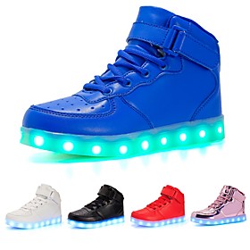Girls' Sneakers LED Light Up Shoes USB Charging PU Flashing Luminous Dance Party Birthday Gift White Black Red Spring Spring Summer