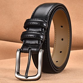 Men's Wide Belt Leather Belt Solid Colored