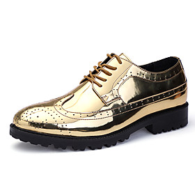 Men's Oxfords Formal Shoes Brogue Business Classic Wedding Party  Evening Patent Leather Non-slipping Wear Proof Silver Gold Fall Winter