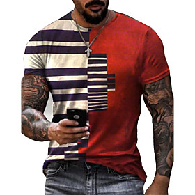 Men's Tee T shirt Shirt 3D Print Patchwork Graphic Spiral Stripe Plus Size Short Sleeve Casual Tops Basic Designer Slim Fit Big and Tall A B C