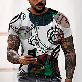 Men's Unisex Tee T shirt Shirt 3D Print Geometric Graphic Prints Print Short Sleeve Daily Tops Casual Designer Big and Tall White / Summer