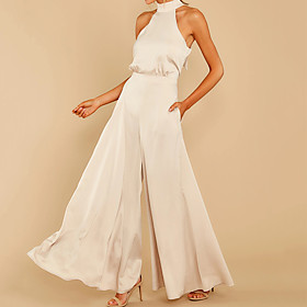 Women's Elegant Casual Party Wedding Holiday 2021 Creamy-white Jumpsuit Solid Color