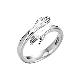 evazen vintage hug ring sliver joint knuckle hands ring adjustable gift delicate rings alloy gift for women and girls (sliver-a)