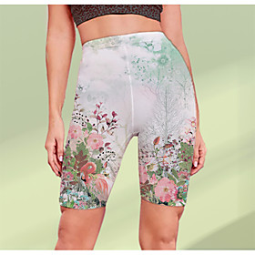 Women's Stylish Athleisure Breathable Soft Beach Fitness Biker Shorts Pants Flower / Floral Graphic Prints Knee Length Print Green