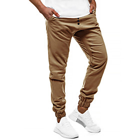 Men's Casual / Sporty Breathable Sports Sport Casual Jogger Chinos Sweatpants Pants Solid Color Full Length Pocket Elastic Waist Black Khaki Gray