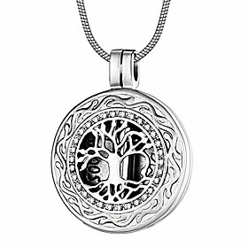 cremation jewelry tree of life urn necklace for ashes locket stainless steel keepsake necklace (silver tone)