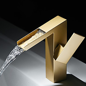 Bathroom Sink Faucet - Waterfall Antique Brass Centerset Single Handle One HoleBath Taps
