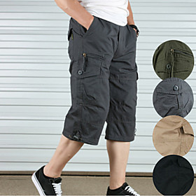 Men's Hiking Shorts Hiking Cargo Shorts Military Solid Color Summer Outdoor Regular Fit Ripstop Quick Dry Multi Pockets Breathable Cotton Below Knee Shorts Cap