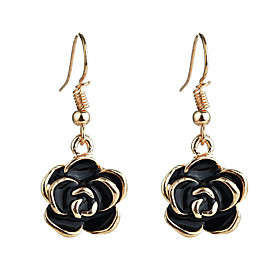 rose dangle earrings drop earrings fashion simplicity rose flower dripping oil alloy earrings fashion jewelry
