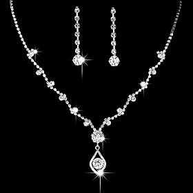 Women's Charms Long Flower Classic Imitation Diamond Earrings Jewelry White For Wedding Gift 1 set