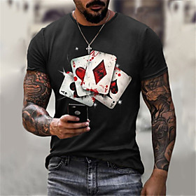 Men's Unisex Tee T shirt Hot Stamping Graphic Prints Card Plus Size Print Short Sleeve Casual Tops Cotton Basic Designer Big and Tall Round Neck Black / Summer