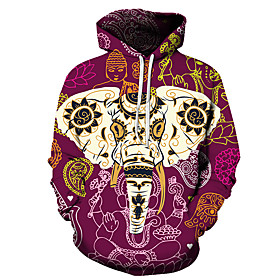 Men's Unisex Plus Size Pullover Hoodie Sweatshirt Graphic Prints Elephant Print Hooded Casual Daily Holiday 3D Print Basic Designer Hoodies Sweatshirts  Long S