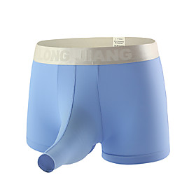 Men's 1 PC Basic Boxers Underwear Low Waist Light Blue Blue Green S M L