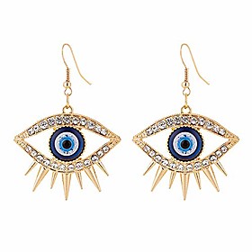 gold tone evil eyes earrings fashion unique crystal enamel abstract eyes drop dangle earring for women girls exaggerated jewelry
