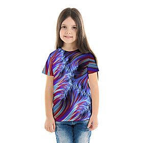 Kids Girls' T shirt Tee Short Sleeve 3D Print Graphic Print Purple Children Tops Summer Casual / Daily School Regular Fit 4-13 Years