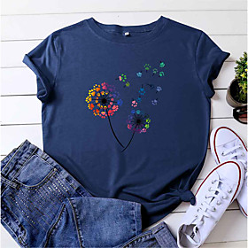 Casual Dandelion Make a Wish Women's T-Shirt Cute Graphic Short Sleeve Summer Tee Shirts with Funny Sayings