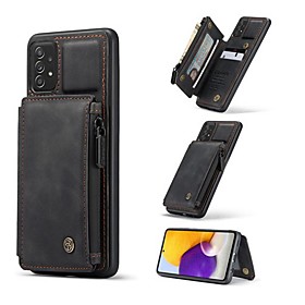 CaseMe Leather Wallet Phone Case For Samsung Galaxy S21 Ultra S21 Plus S20 Ultra Note 20 Ultra A72 A52 A71 A51 Zipper Wallet Case with RFID Blocking Double Mag