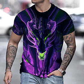 Men's Tee T shirt Shirt 3D Print Dragon Graphic Prints Print Short Sleeve Daily Tops Casual Designer Big and Tall Purple