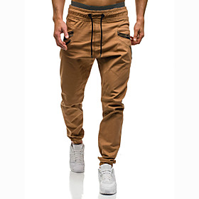 Men's Casual / Sporty Breathable Outdoor Sports Casual Daily Pants Chinos Pants Solid Color Full Length Pocket Black Khaki Gray