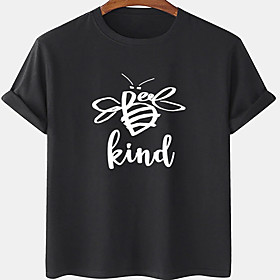 Men's Unisex Tee T shirt Hot Stamping Bee Letter Plus Size Print Short Sleeve Casual Tops Cotton Basic Designer Big and Tall White Black