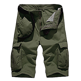 Men's Casual / Sporty Cargo Shorts Quick Dry Breathable Outdoor Sports Sport Casual Tactical Cargo Pants Solid Color Knee Length Zipper Pocket ArmyGreen Black