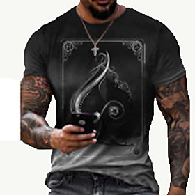 Men's Tee T shirt Shirt 3D Print Graphic Prints Card Print Short Sleeve Daily Tops Casual Designer Big and Tall Round Neck Green Black Red / Summer