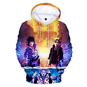 Inspiré par Naruto Uchiha Sasuke Anime Dessin Animé Mélangé polyester / coton Imprimer Harajuku Art graphique Kawaii Sweat à capuche Pour Homme / Femme