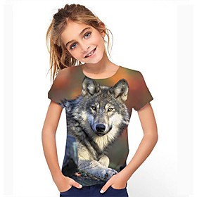 Kids Girls' T shirt Tee Short Sleeve 3D Print Graphic Animal Rainbow Children Tops Spring  Summer Active 3-12 Years
