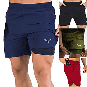 Men's Running Shorts Sports  Outdoor Bottoms 2 in 1 Liner Pocket Summer Gym Workout Running Walking Jogging Trail Quick Dry Breathable Soft Sport Solid Colored
