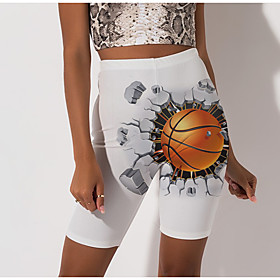 Women's Stylish Athleisure Breathable Soft Beach Fitness Biker Shorts Pants 3D Print Graphic Prints Football Knee Length 3D Print Print White