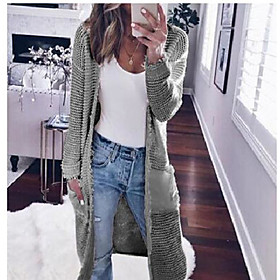 Women's Cardigan Knitted Solid Color Casual Long Sleeve Sweater Cardigans Open Front Fall Winter Gray White Black