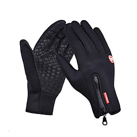 Bike Gloves / Cycling Gloves Touch Gloves Anti-Slip Waterproof Windproof Waterproof Zipper Full Finger Gloves Sports Gloves Lycra Black for Adults' Outdoor Exe