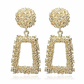 fashion earrings,girls jewelry versatile geometric square metal earrings,gold(-)