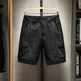Men's Shorts Cargo Breathable Daily Going out Shorts Tactical Cargo Pants Letter Short Zipper Pocket Deep Blue ArmyGreen Black Khaki Gray