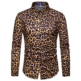 Men's Shirt Other Prints Leopard Cheetah Print Print Long Sleeve Street Tops Casual Fashion Streetwear Cool Gray Brown