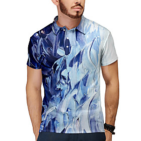 Men's Golf Shirt Tennis Shirt 3D Print Abstract Button-Down Short Sleeve Casual Tops Casual Fashion Breathable Blue / Sports